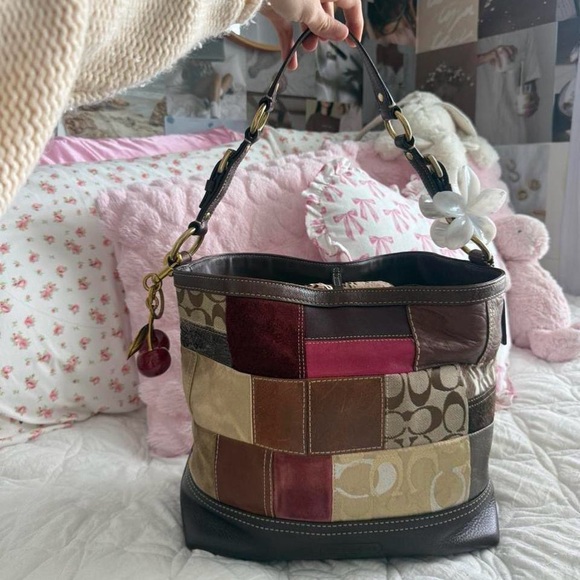 Coach Handbags - Y2K Coach patchwork pink and brown purse/bag